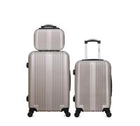 hero - lot de 3 valises weekend, cabine et vanity abs lipari - beige beige