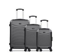 Valise Weekend - WAVE PARIS - Lot de 3 - Gris - Coque rigide ABS - 4 roulettes multidirectionnelles