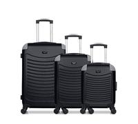 Valise Weekend - WAVE PARIS - Lot de 3 - Noir - ABS - 4 Roulettes Multidirectionnelles