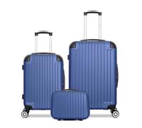 Valise weekend - WAVE PARIS - TAGE - Lot de 3 - Bleu - Coque rigide ABS - 4 roulettes 360°