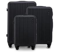 Jeu de valises WINGS HARRIER S/M/L - ABS rigide - 4 roulettes à 360° - serrure à combinaison - Bagages de voyage légers à roulettes, noir, 3 SET, Mallette
