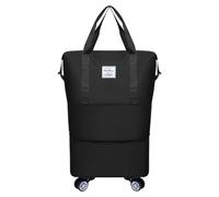 Valises à roulettes extensible pliable sac de sport à roulettes détachable avec roulettes grand sac de voyage étiquettes de voyage pour bagages transparent, Noir , Taille unique