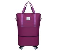 Valises à roulettes - Sac de voyage extensible pliable et amovible avec roulettes - Grand sac de sport pour bagages - 136,1 kg, rose vif, Taille unique