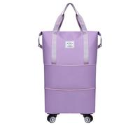 Valises à roulettes - Sac de voyage extensible pliable et amovible avec roulettes - Grand sac de sport pour bagages - 136,1 kg, violet, Taille unique