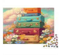 Valises Arc-en-Ciel Fleurs Puzzle 1000 pièces Papier Jeu Cérébral Adulte Apaisant Décoration Murale Maison 38x26cm/1000pcs