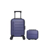 Valises cabine XXS et vanity - SWISS KOPPER - Lot de 2 - Couleur marine - Coque rigide - 4 roulettes 360°