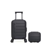 Valises cabine XXS et vanity - SWISS KOPPER - Lot de 2 - Noir - Coque rigide - Cadenas TSA