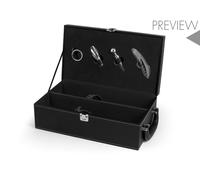 Valisette 5 Pièces En Similicuir Sommelier Couleur Noire Pour 2 Bouteilles H&H