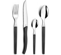 Valisette de 24 couverts Laguiole - AMEFA - Sky - Manche ABS noir effet cuir - Lame microdentée inox - Pleine soie