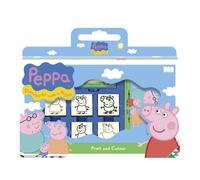 Valisette de Tampons - MULTIPRINT - Peppa Pig - 7 Tampons en Bois - 3 Feutres Lavables - 1 Carnet à Tamponner