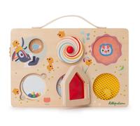 Lilliputiens Panneau d'Activité Ferme – Pousse/tire/tourne/glisse – Valisette beige dès 18 mois