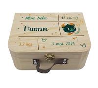 Valisette en Bois Personnalisée pour Bébé, Boîte à Souvenirs de Naissance, Idée cadeau de naissance original - Motifs Signes du Zodiaque - CL0019 (Taureau)