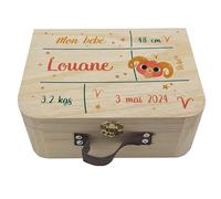 Valisette en Bois Personnalisée pour Bébé, Boîte à Souvenirs de Naissance, Idée cadeau de naissance original - Motifs Signes du Zodiaque - CL0019 (Bélier)