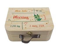 Valisette en Bois Personnalisée pour Bébé, Boîte à Souvenirs de Naissance, Idée cadeau de naissance original - Motifs Signes du Zodiaque - CL0019 (Capricorne)