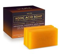 Valitic Lot de 2 barres de savon à l'acide kojique vitamine C et rétinol avec curcuma pour blanchiment de la peau - Complexe japonais original pour les taches sombres, enrichi en collagène, acide