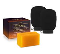 VALITIC - Lot de 2 savons à l'acide kojique, vitamine C et rétinol pour les taches sombres et une paire de gants exfoliants noirs