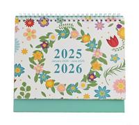 Valixirant Calendrier de bureau 2025-2026 de 18 mois avec des fleurs - Planificateur mural/de bureau minimaliste anglais à spirales - Papier épais à spirales - Thème floral vert 205 x 180 x 74 mm