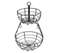 Valixirant Corbeille à fruits à 2 niveaux avec crochet banane, organiseur de comptoir de cuisine, légumes, collations, pain, étagère de rangement autonome, noir, 50 x 30 x 30 cm