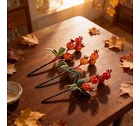 Valixirant Guirlande de vacances à faire soi-même - Branches de grenade et baies de grenade artificielles - Décoration de table florale de mariage - 10 pièces - Rouge et jaune - Mousse - Fruits à la