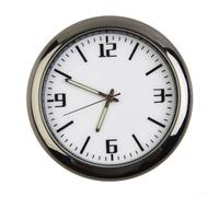 Valixirant Horloge à quartz analogique compacte et lumineuse pour tableau de bord de voiture, construction en métal avec support de grille d'aération, élégante noire ou argentée pour la maison (blanc)