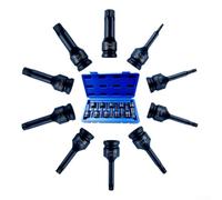 Valixirant Lot de 10 douilles Torx en forme d'étoile 1/2" pour T20-T80, clé à douille en acier chromé de qualité supérieure pour outils de réparation automobile, noir dans une boîte de rangement