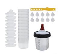 Valixirant Lot de 10 gobelets mélangeurs 600 ml ABS doseur avec couvercles, coupelles intérieures, bouchons, connecteurs à rouleaux, vernis en résine automobile