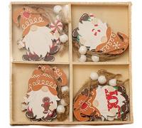 Valixirant Lot de 12 décorations de Noël anciennes en bois sans visage - Pendentifs rustiques gravés en forme d'arbre - Décoration de vacances en bois naturel - Motif découpé - 14 x 14 x 2 cm (G)