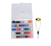 Valixirant Lot de 25 bobines de fil de pêche à la mouche en polyester 200D avec support de bobine, leurres et fixation à crochet, lot de 25 fournitures artisanales aléatoires et durables