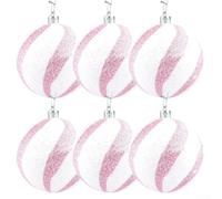 Valixirant Lot de 6 décorations de Noël à paillettes roses de 8 cm - Boules décoratives festives avec cintre pour arbre de mariage, décoration de vacances (Royaume-Uni) (C)