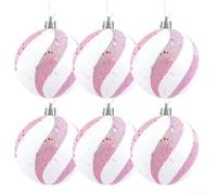 Valixirant Lot de 6 décorations de Noël à paillettes roses de 8 cm - Boules décoratives festives avec cintre pour arbre de mariage, décoration de vacances (Royaume-Uni) (D)