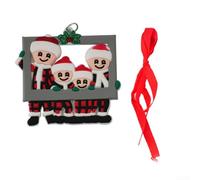 Valixirant Pendentif décoratif personnalisé pour sapin de Noël - Noms imprimés à la main - Message personnalisé - Décoration de vacances en résine pour 2 à 6 personnes - Prêt à accrocher avec un ruban