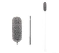 Valixirant Plumeau télescopique rétractable pour plafond - Tête en microfibre électrostatique de 140 à 280 cm - Longueur adaptable - Lavable - Pliable - Gris (2,5 m)