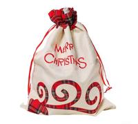 Valixirant Sac cadeau de Noël en lin avec cordon de serrage sur le thème du Père Noël et du renne 55 x 39 cm Pochette de rangement festive pour bonbons, jouets, décorations d'arbre, cheminée (B)