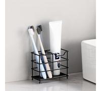 Valixirant Support de brosse à dents en acier avec 4 emplacements, organisateur de dentifrice, comptoir de salle de bain, pieds antidérapants, drainage inférieur ouvert, argenté (argenté)