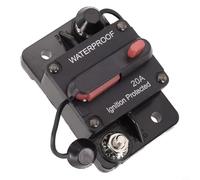 Valixirant Support de disjoncteur 20 A avec interrupteur de réinitialisation manuelle, 12-48 V DC étanche protecteur de fusible pour systèmes d'alimentation solaire, IP67 noir