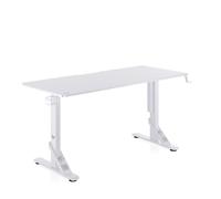 VALK Skuld - Bureau Gaming 136x60 cm, Hauteur Réglable 71-81cm, Supporte jusqu'à 100 Kg, Porte Gobelet, Repose Casque, Garantie 3 Ans, Table Gamer pour Ordinateur PC, Bureau Informatique (Blanc)