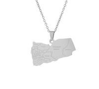 VALKEM Accessoires pour hommes et femmes Carte du Yémen et cidendif pendentif collier personnalité homme et femme Anniversaire de mariage, Saint-Valentin, cadeau d’anniversaire de Noël