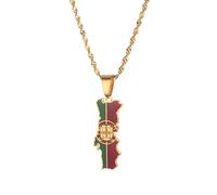 VALKEM Accessoires pour Hommes et Femmes Portugal Carte Drapeau Pendentif Collier Couleur Or Portugais Bijoux pour Femmes Mariage Anniversaire, Saint-Valentin, Noël, Cadeaux d’Anniversaire