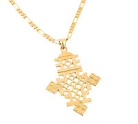 VALKEM Éthiopien Grande Taille Croix Pendentif Collier Bijoux Femmes Hommes Africain Or Couleur Copte Croix Bijoux Mariage Anniversaire, Saint-Valentin, Noël, Cadeaux d’Anniversaire