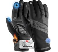 Valkental® Gants de vélo imperméables avec Isolation 3M | Rembourrés et antidérapants | Gants d'hiver et Gants de mi-Saison [Hommes & Femmes] avec Fonction Tactile GloRider V2