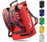 Valkental - Sacoche de vélo 3 en 1 - Convient comme sac de porte-bagages, sac à dos et sac à bandoulière - Étanche et réfléchissante - Rouge (23L)