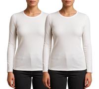 Valko Pull Hiver Femme - Tee Shirt Manche Longue Chaud et Doux avec Intérieur Doublé - sous Pull Élastique Idéal comme Vêtement Thermique d’Hiver (Blanc, XL, 2)