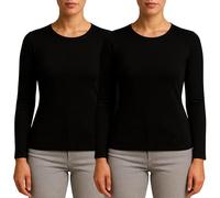 Valko Pull Hiver Femme - Tee Shirt Manche Longue Chaud et Doux avec Intérieur Doublé - sous Pull Élastique Idéal comme Vêtement Thermique d’Hiver (Noir, XXL, 2)