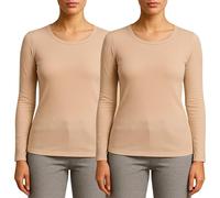 Valko Pull Hiver Femme - Tee Shirt Manche Longue Chaud et Doux avec Intérieur Doublé - sous Pull Élastique Idéal comme Vêtement Thermique d’Hiver (Vison, M, 2)