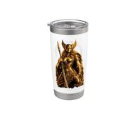 Valkyrie Dorée Lance Guerrière Mythologie Nordique Gobelet isotherme en acier inoxydable double paroi