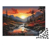 Vallée au Coucher du Soleil Puzzle pour Adultes Puzzle 1000 Pièces Papier Paysage de rivière Jeu de Puzzle 1000 Pièces Décoration Cadeau 52x38cm/1000pcs