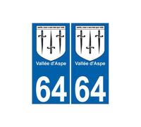 Vallée d'Aspe 64 ville sticker autocollant plaque auto - Angles : droits