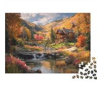 Vallée dAutomne Chalet Nature Puzzle 1000 Pièces Jeu de Puzzle 1000 Pièces Papier pour Adultes Détente Maison 38x26cm/1000pcs