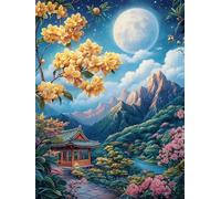 Vallée de Montagne au Clair de Lune 1000 Pièces Puzzle Collectionneur en Carton Haute Densité Épais Haute Difficulté Décoration Murale Oeuvre d'art Cadeau Noël Premium 1000 PCS