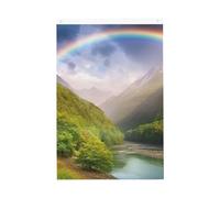 Vallée de montagne avec drapeaux arc-en-ciel pour l'extérieur 6 x 0,9 m - Drapeau de jardin vertical double face - Bannière de vacances avec œillets - Drapeau de maison pour pelouse, porche